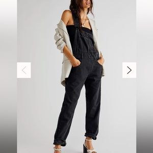 free people ziggy black denim overalls